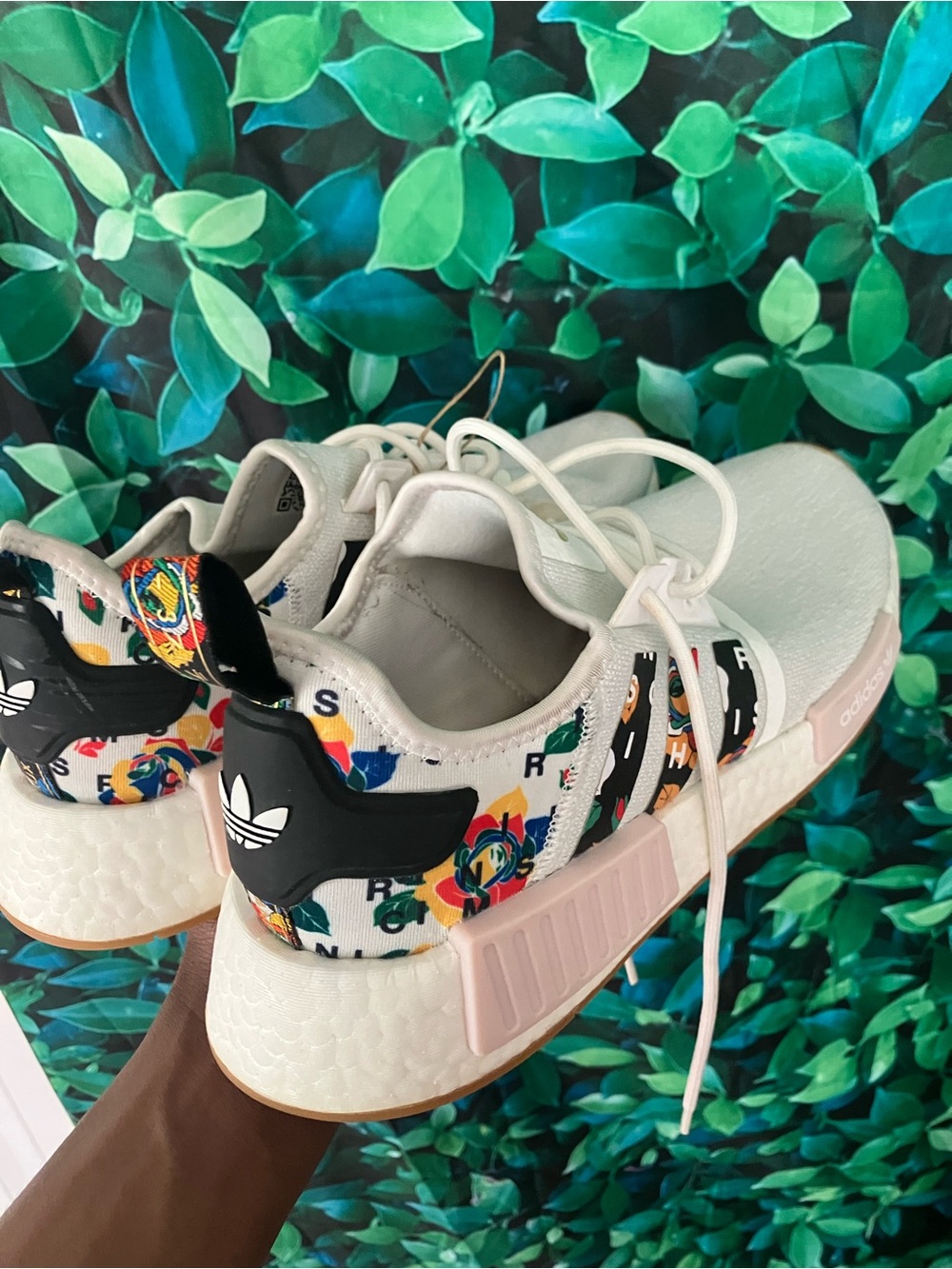 adidas men’s ' White & Pink NMD R1 Casual Sneakers - Picture 2 of 3